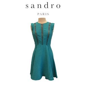 SANDRO Crew‎ Neck Lace Embellished Dress Sz 38 or US Small